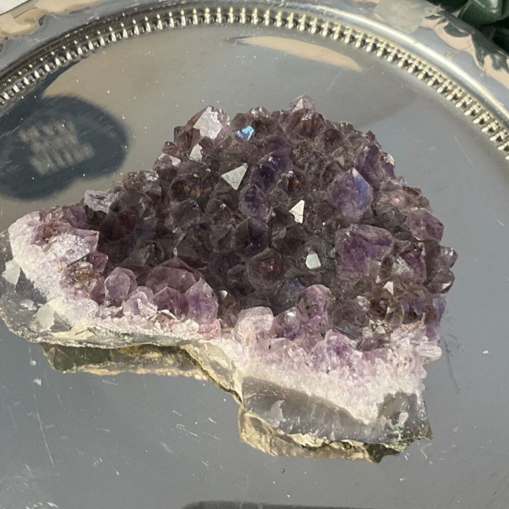 Natural Amethyst Crystal Cluster Geode Mineral Specimen 3.5" Purple Quartz
